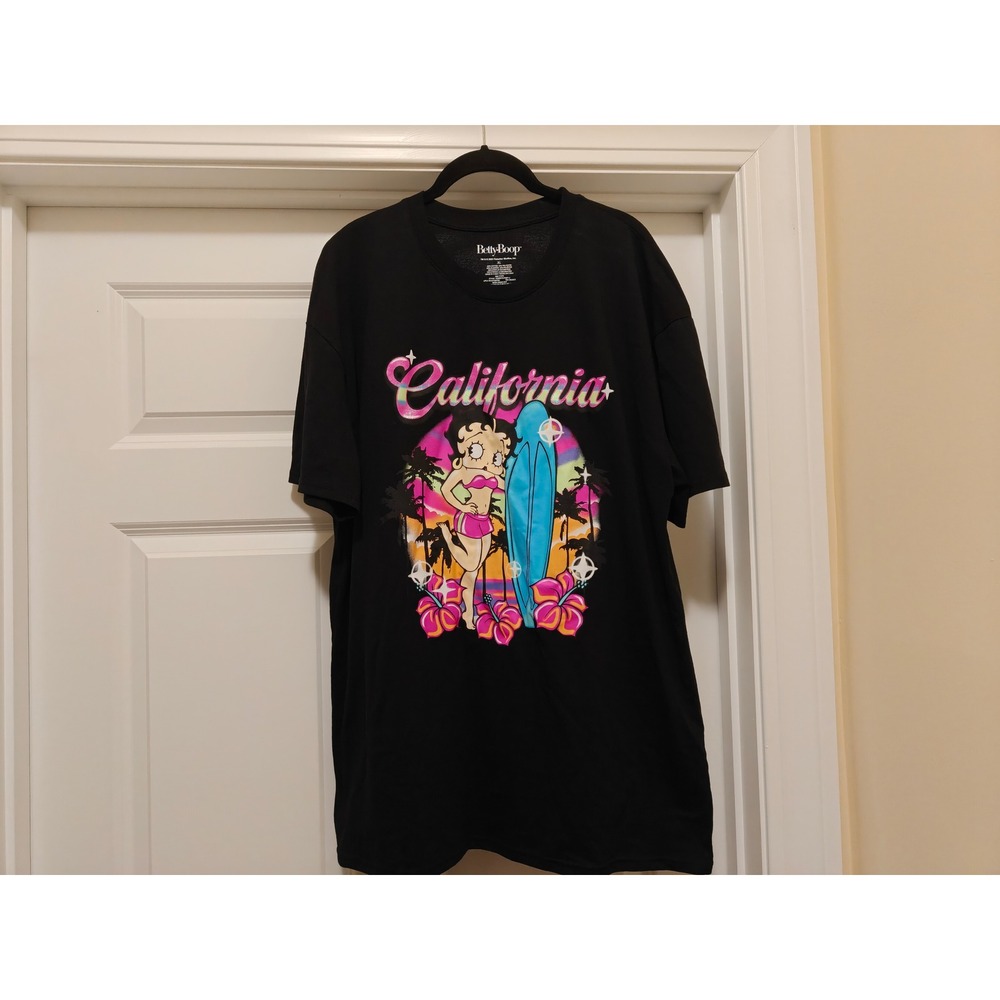 Betty Boop California Surf Club Graphic T-Shirt Black Mens XL 2023 Tour Style